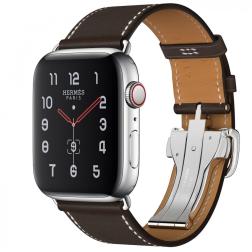 Apple Watch Hermes Series 5, 44mm Stainless Steel Case with Fauve Barenia Leather Single Tour Deployment Buckle