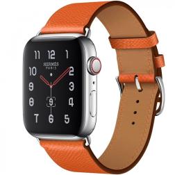 Apple Watch Hermes Series 5, 44mm Stainless Steel Case with Feu Epsom Leather Single Tour
