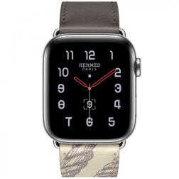 Apple Watch Hermes Series 5, 44mm Stainless Steel Case with Etain Beton Swift Leather Single Tour