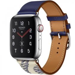 Apple Watch Hermes Series 5, 44mm Stainless Steel Case with Encre Beton Swift Leather Single Tour