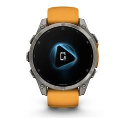 Часы Garmin Fenix 8 47mm Amoled Sapphire Titanium, светло-серый, оранжевый силиконовый ремешок ( 010-02904-11)