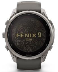 Умные часы Garmin Fenix 9 Pro Solar 47мм inReach Titanium with Pebble Grey Silicone Band (010-04338-01)