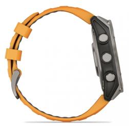 Часы Garmin Fenix 8 47mm Amoled Sapphire Titanium, серый, оранжевый силиконовый ремешок (010-02904-19)