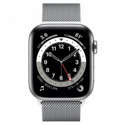 Apple Watch Series 6 44mm GPS+Cellular Silver Stainless Steel Case with Milanese Loop