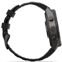 Умные часы Garmin Fenix 9 Pro AMOLED 47мм inReach, Carbon Gray DLC Titanium with Black/Pebble Grey Silicone Band