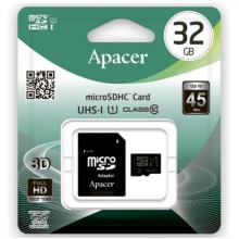 Карта памяти Apacer microSDHC 32GB Class10 UHS-I R/W 45/10 MB/s + adapter (AP32GMCSH10U1-R)