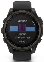 Умные часы Garmin Fenix 8 47mm Solar, Sapphire, титановый угольно-серый DLC с черным ремешком (010-02906-11)