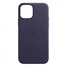 Кожаный чехол MagSafe для  iPhone 12 mini, тёмно-фиолетовый цвет