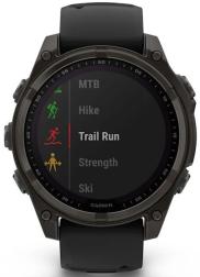 Умные часы Garmin Fenix 8 47mm Solar, Sapphire, титановый угольно-серый DLC с черным ремешком (010-02906-11)