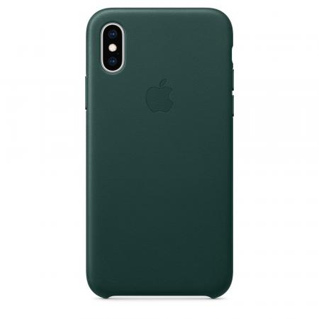 Кожанный чехол для iPhone XS Max, цвет зеленый лес