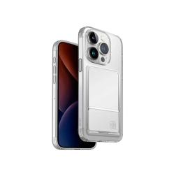 Чехол со слотом под карту Uniq HYBRID AIR FENDER ID для iPhone 15 Pro Max, прозрачный