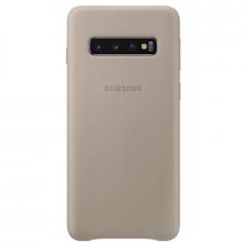 Кожаный чехол Leather Cover Samsung S10 серый