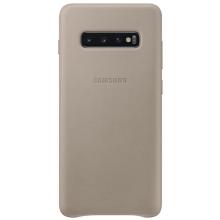 Кожаный чехол Leather Cover Samsung S10 Plus серый