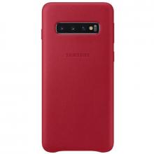 Кожаный чехол Leather Cover Samsung S10 красный